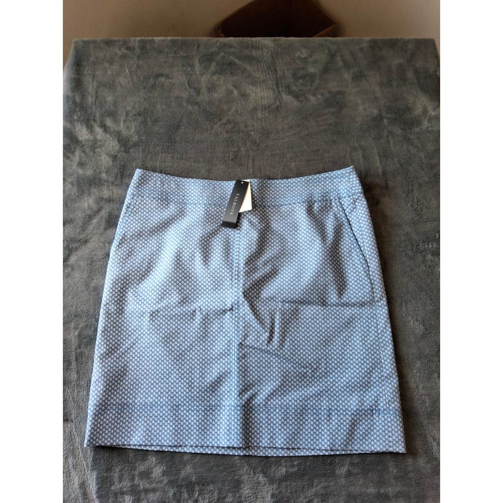 Talbots Petites Sailboat Print Skirt Blue White Nautical‎ A-Line Size 10P NWT